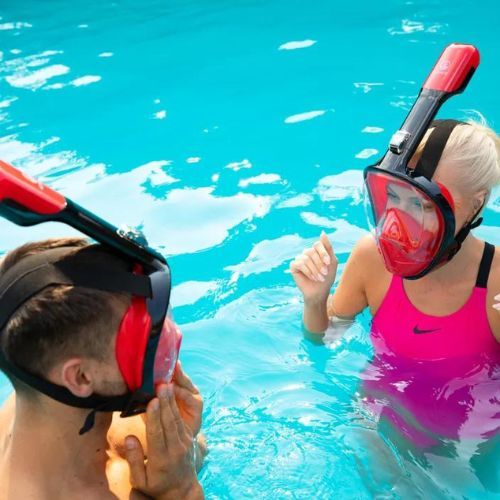 Целолицева маска за гмуркане AQUASTIC SMA-01SC червена