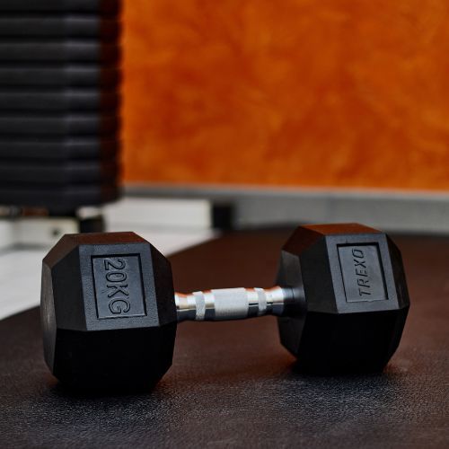 TREXO Hex 20 кг гумирани дъмбели