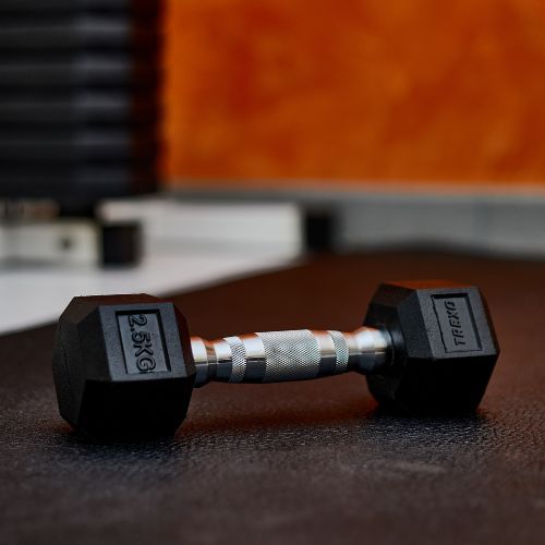 Гумиран дъмбел TREXO Hex HXD25 2.5 kg