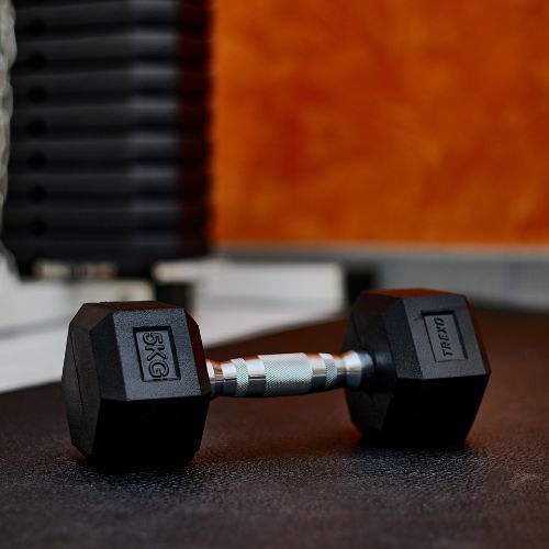 Гумиран дъмбел TREXO Hex HXD50 5 kg
