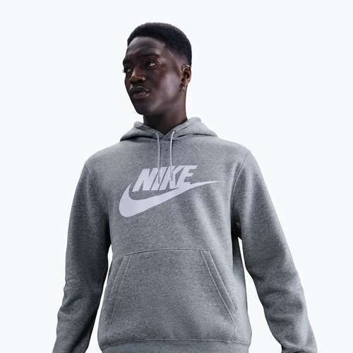 Мъжки суитшърт Nike Club Pullover Hoodie dark grey heather/light smoke grey/white