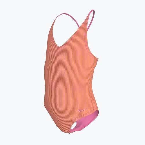 Детски цял бански костюм Nike Ocean Bound Ripple Texture Lace Up pink glow