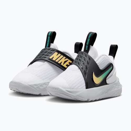 Детски обувки Nike Team Hustle D 12 white/black/clear emerald/topaz gold