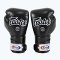 Fairtex Стилни ъглови боксови ръкавици за спаринг - заключен палец черни 8
