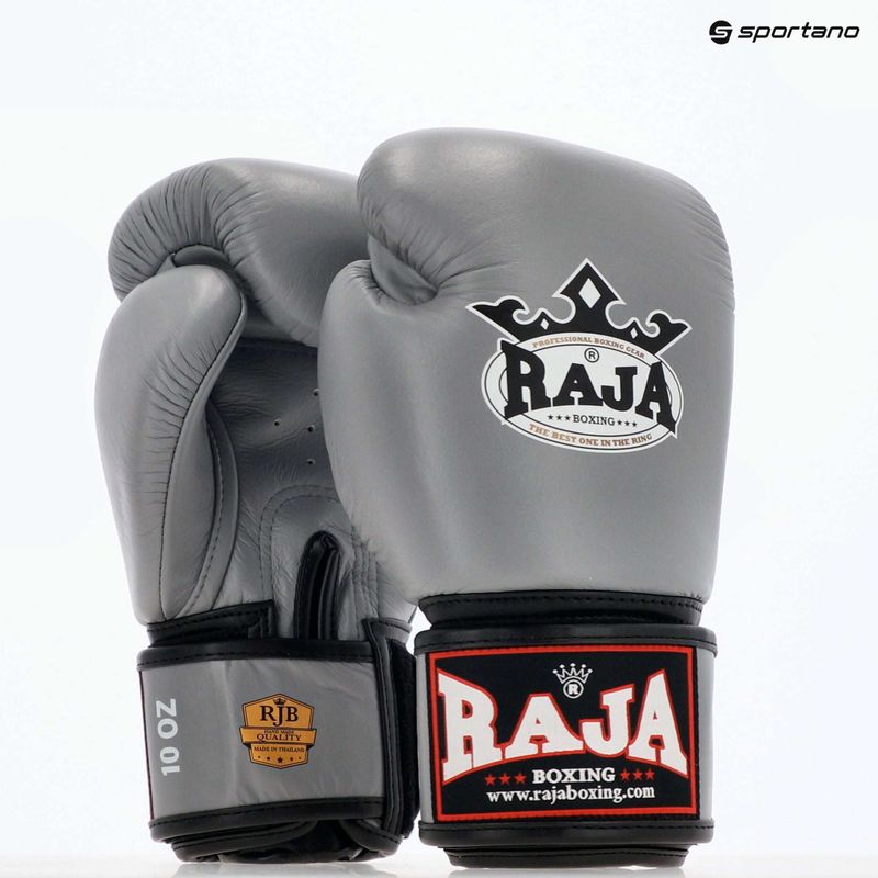 RAJA BOXING Единична стандартна естествена кожа сиви боксови ръкавици 8