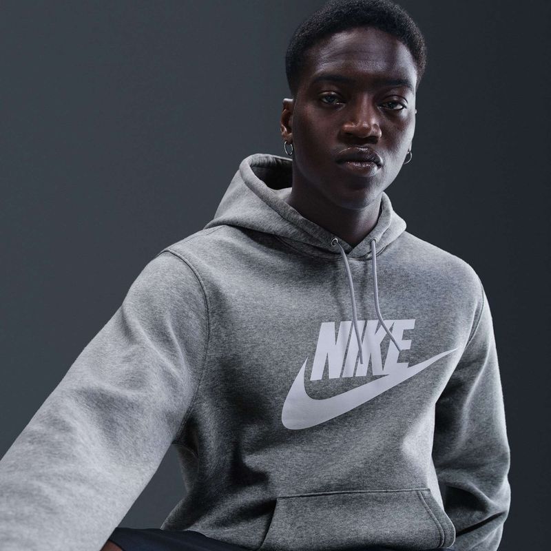 Мъжки суитшърт Nike Club Pullover Hoodie dark grey heather/light smoke grey/white 6