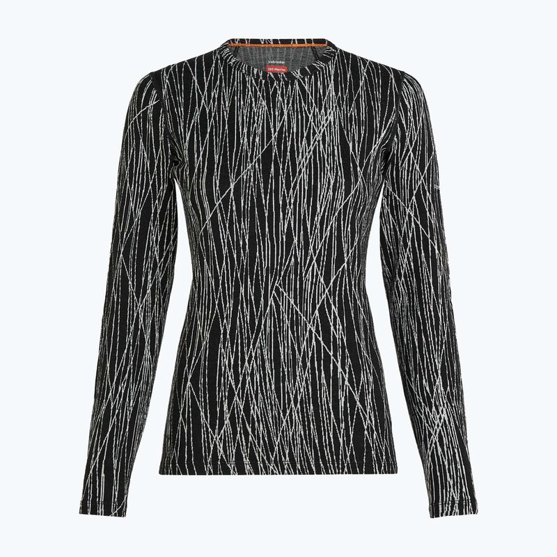 Дамска блуза с дълъг ръкав Icebreaker Merino 260 Tech Vertex Crewe Delta Lines AOP black/snow/j 7