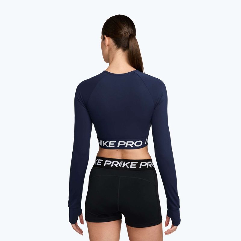 Дамски топ с дълъг ръкав за тренировка Nike Pro 365 Dri-Fit midnight navy/white 2