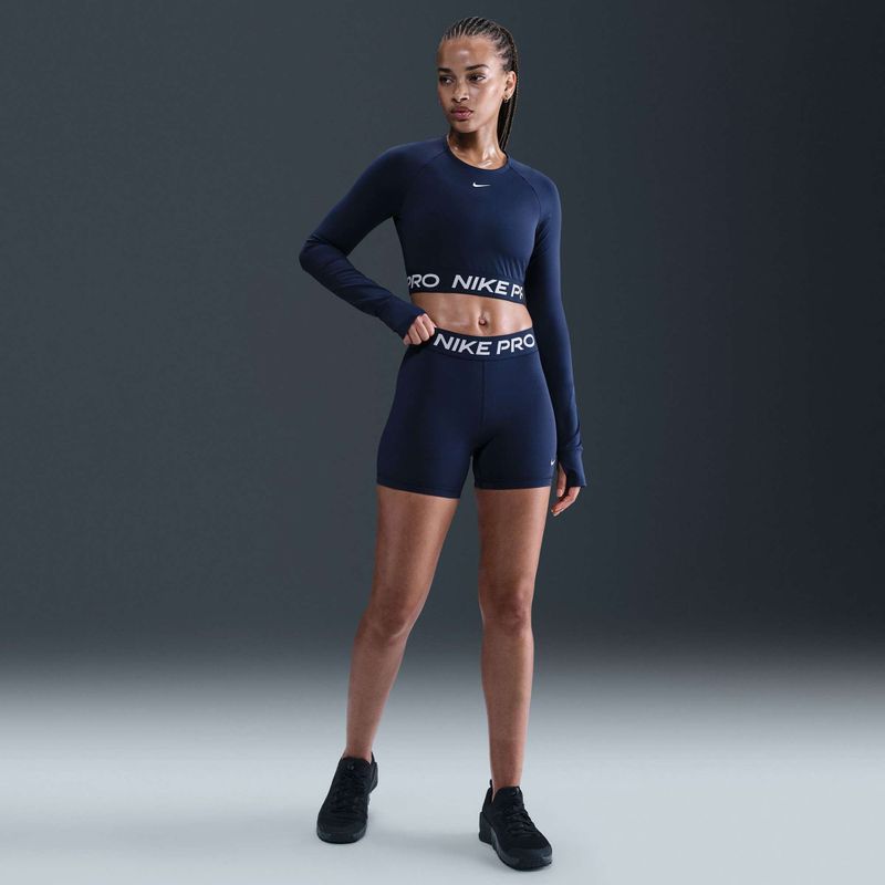 Дамски топ с дълъг ръкав за тренировка Nike Pro 365 Dri-Fit midnight navy/white 4
