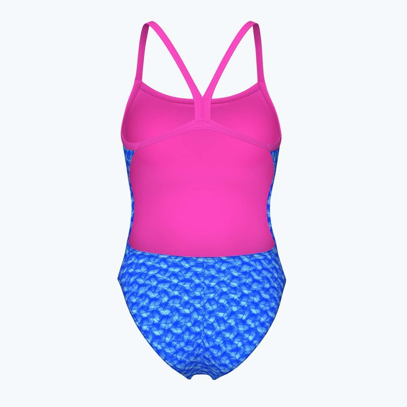 Дамски бански костюм от една част arena Monogram Challenge back blue river multi/shocking pink 2