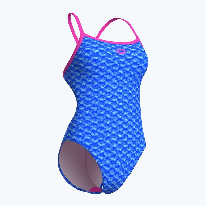 Дамски бански костюм от една част arena Monogram Challenge back blue river multi/shocking pink 3