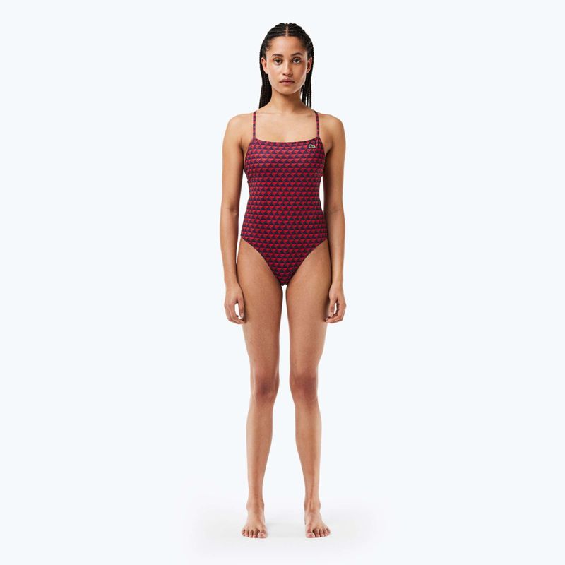 Дамски бански костюм от една част Lacoste MF7264 penumbra / alizarin / red 3
