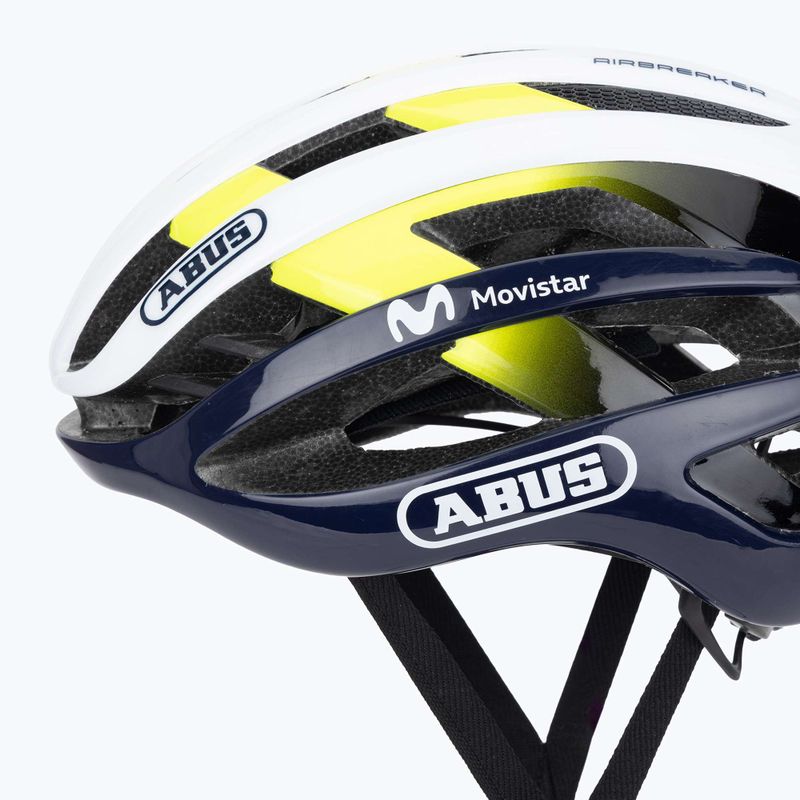 ABUS AirBreaker Movistar Team 24 тъмножълта/жълта/бяла велосипедна каска 7