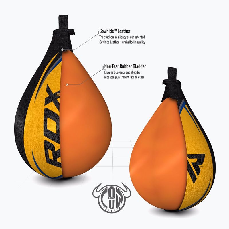 Боксова топка RDX Speed Ball Leather Multi черна и жълта 2SBL-S2YU 3