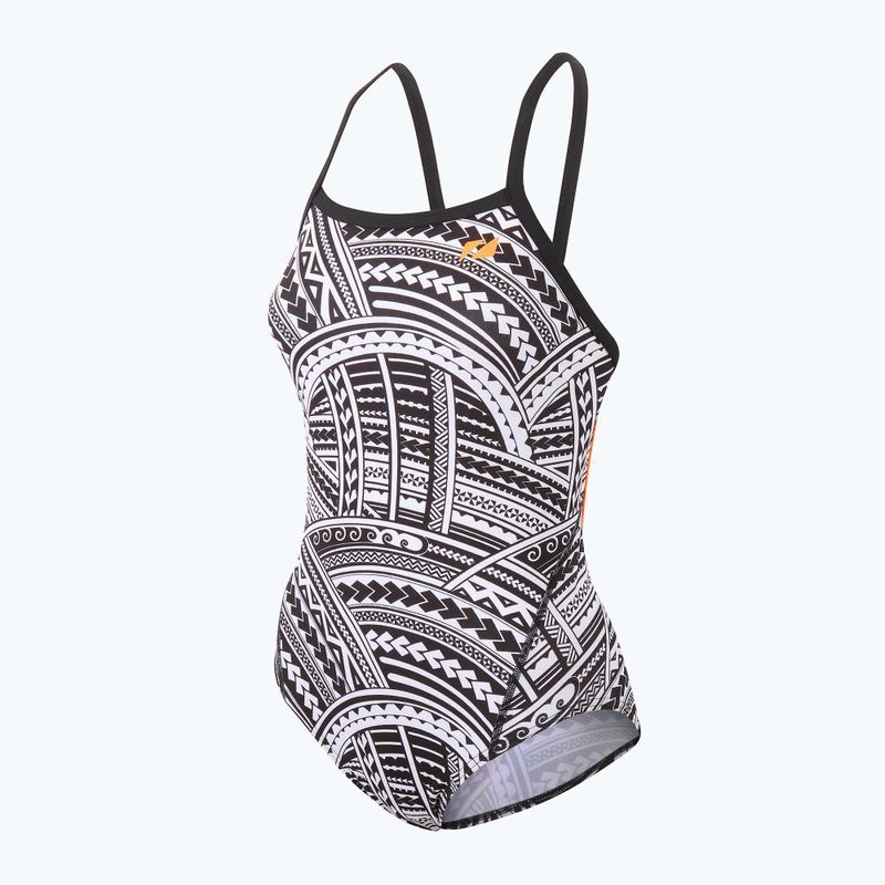 Дамски бански костюм от една част ZONE3 Kona Speed Strap Back tribal print/black/ white/orange 4