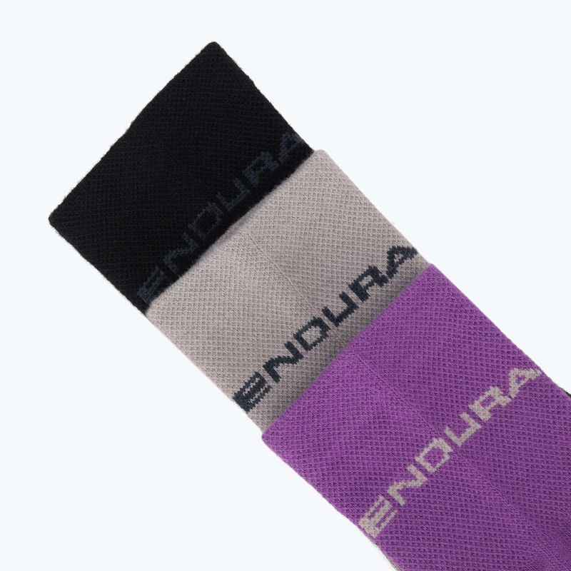 Дамски чорапи Endura Coolmax Race 3 pairs W end purple 6