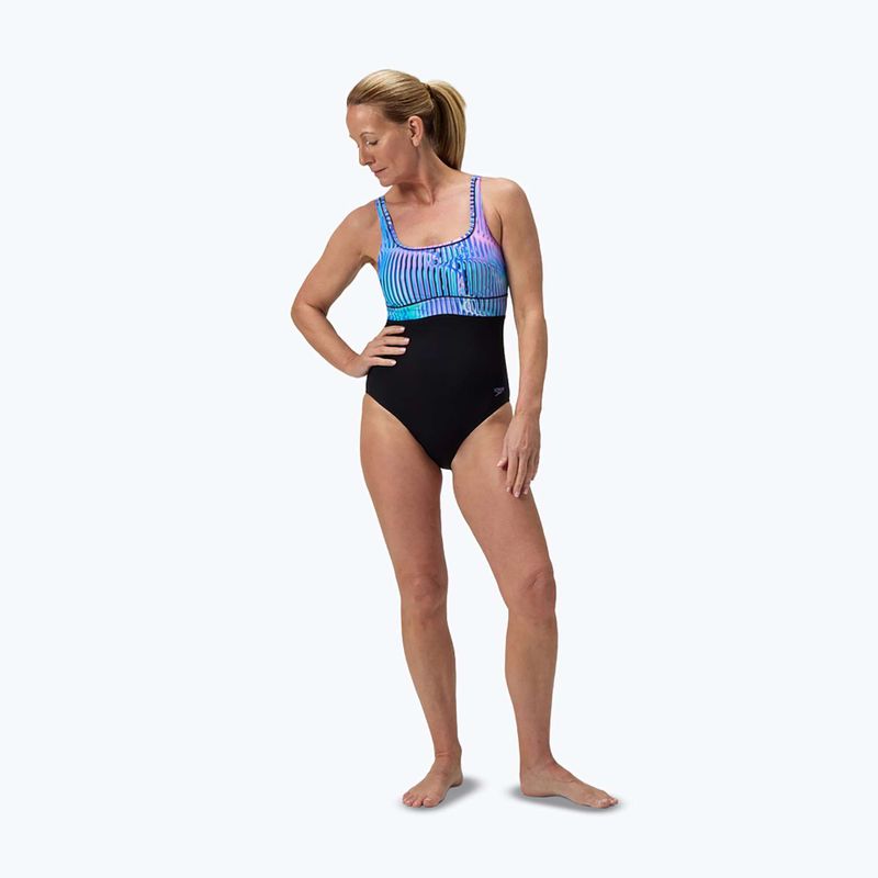 Дамски цял бански костюм Speedo Shaping Contour Eclipse Printed indigo glow 2