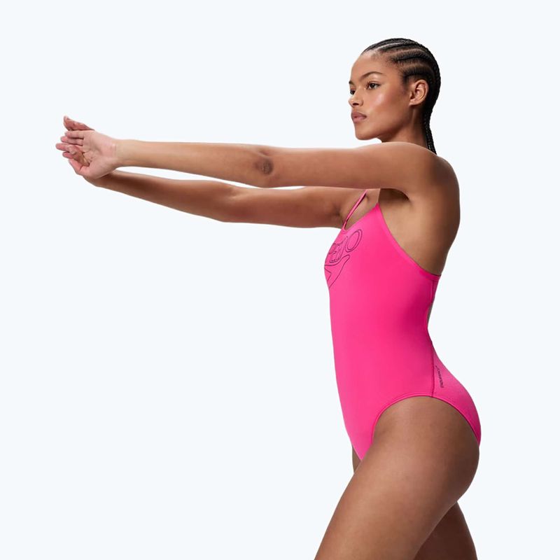 Дамски цял бански костюм Speedo Endurance+ Logo Thin Strap margarita pink 3