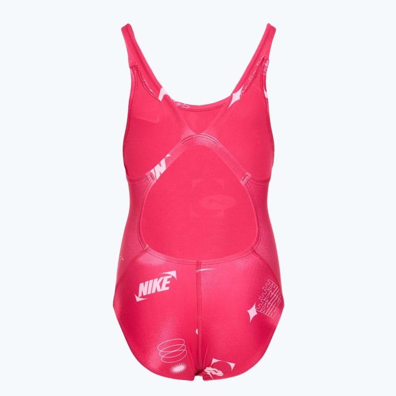 Детски цял бански костюм Nike Hydrastrong Fastback rush pink 2