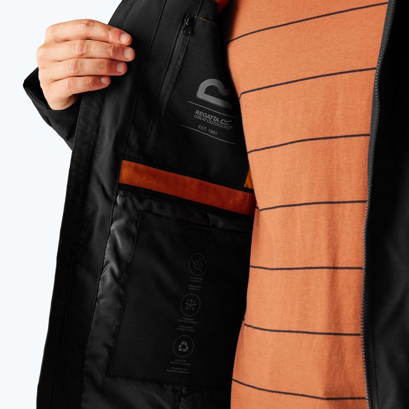 Мъжко непромокаемо яке Regatta Balaton black/pumpkin spice 9