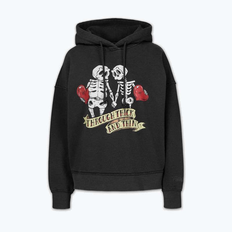 Дамски суитшърт Pitbull Thick & Thin Hooded dark graphite 4