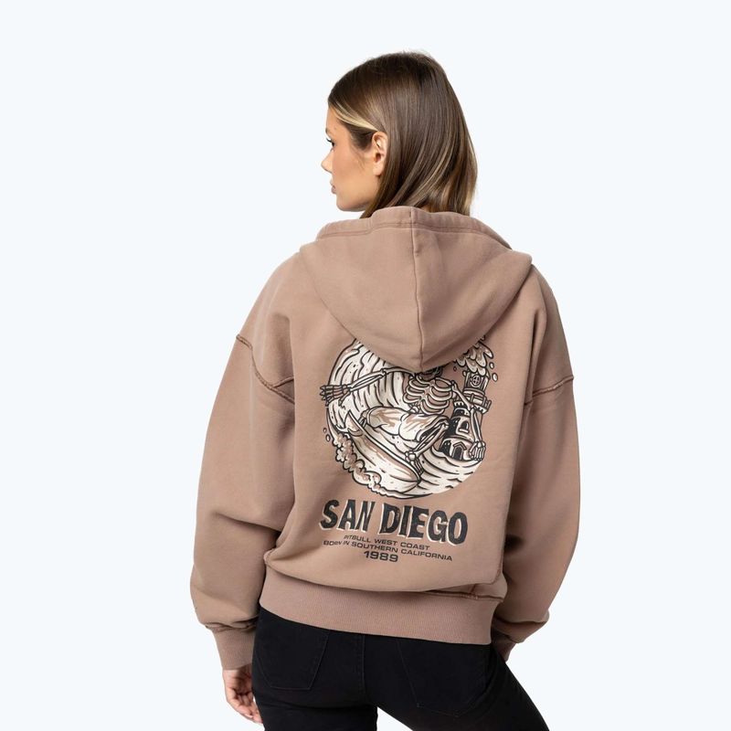Дамски суитшърт Pitbull Skull Surf Hooded Zip chocolate mousse 3