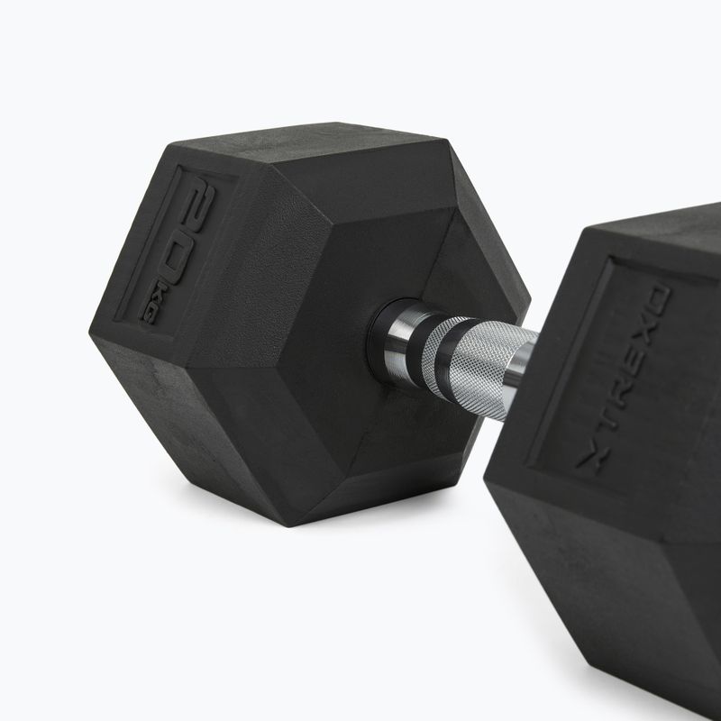 XTREXO Hex 20 кг гумирани дъмбели 8