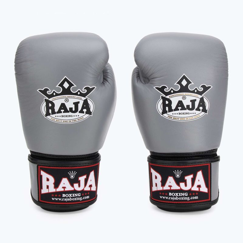 RAJA BOXING Единична стандартна естествена кожа сиви боксови ръкавици 2