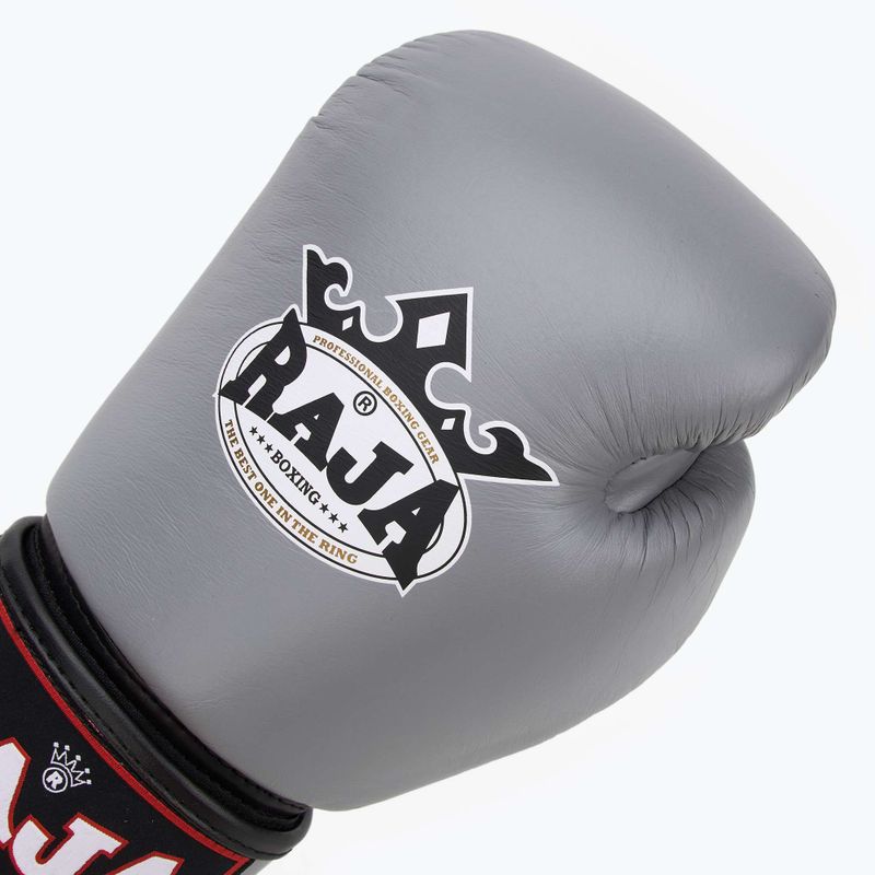 RAJA BOXING Единична стандартна естествена кожа сиви боксови ръкавици 5
