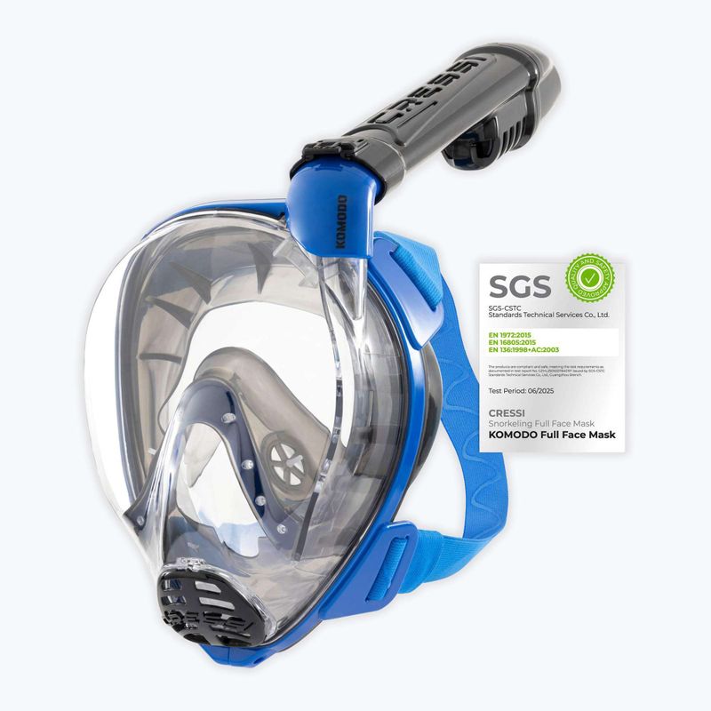 Цялолицева маска за шнорхелинг Cressi Komodo Full Face blue/black 2