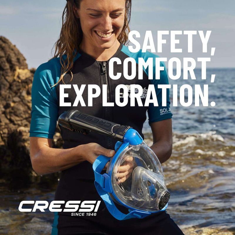 Цялолицева маска за шнорхелинг Cressi Komodo Full Face blue/black 14
