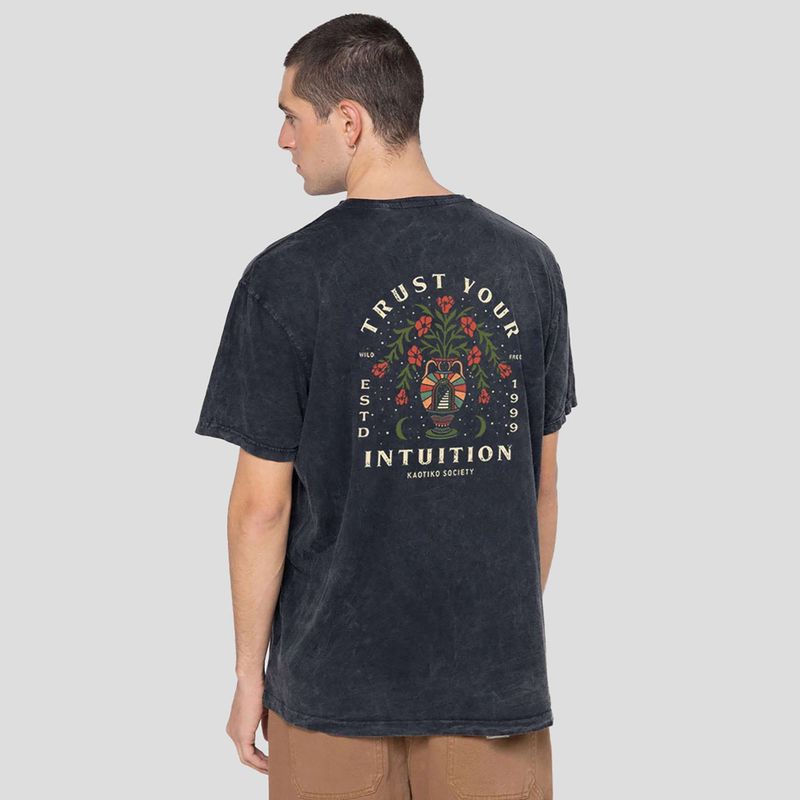 Мъжка тениска Kaotiko Washed Trust Your Intuition black 3