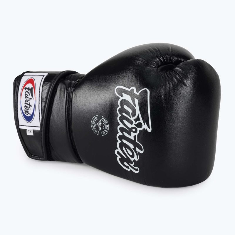 Fairtex Стилни ъглови боксови ръкавици за спаринг - заключен палец черни 5