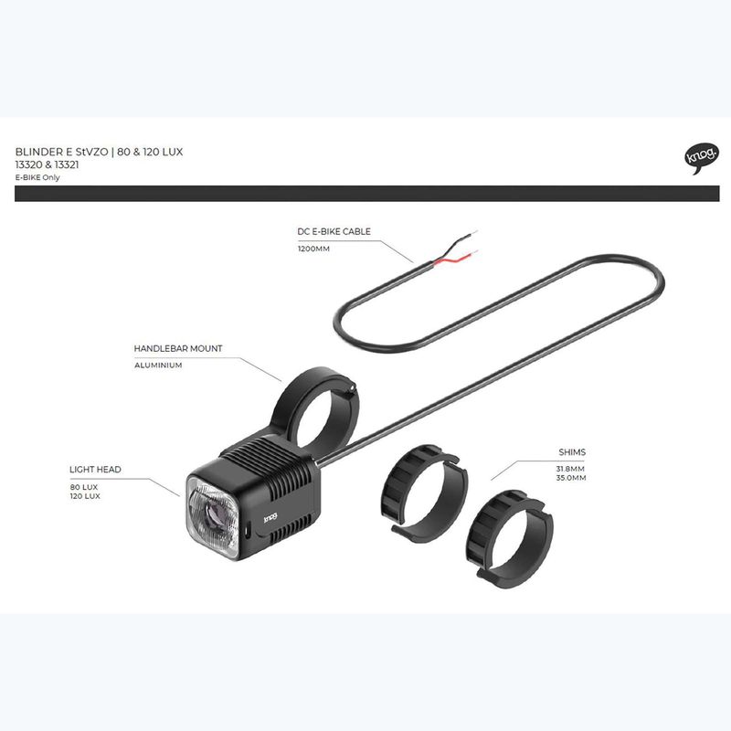 Knog Blinder E 120 Lux StVZO предна светлина за велосипед черна 4