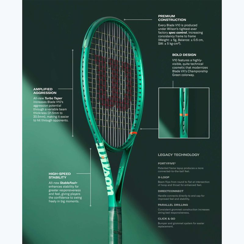 Детска тенис ракета Wilson Blade Jr 26 V10 green 13